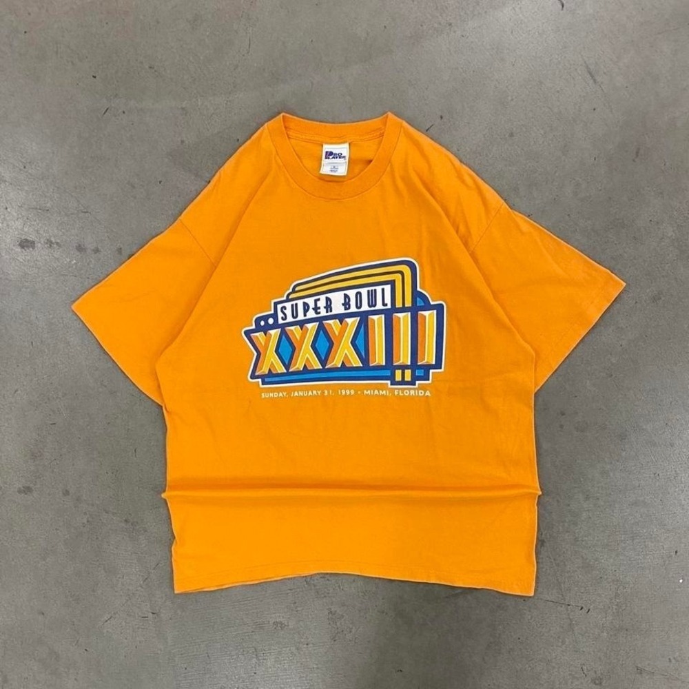 Vintage 1999‎ NFL Super Bowl XXXIII Pro Player Single Stitch T-Shirt Size XL